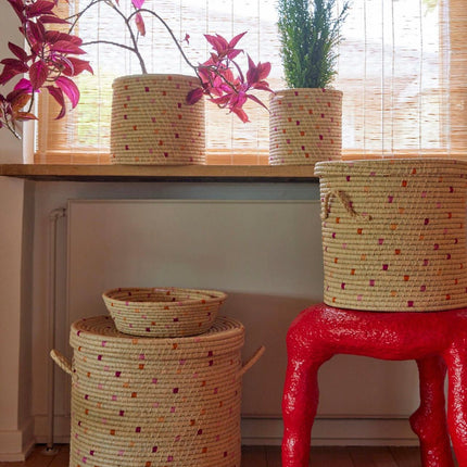 Large Round Raffia Basket- set of 2