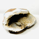 Natural Agate Geode with Translucent White Quartz Druzy Cavity – Freeform Display Specimen (3.1 lbs)