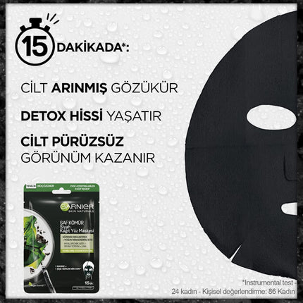 Garnier Skin Naturals Kömürlü Kağıt Yüz Maskesi – Siyah Yosun & Hyaluronik Asit