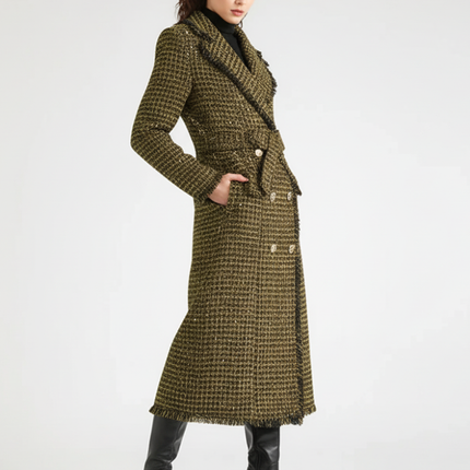 Golden Plaid Trench Coat, Upper East Side | Women - BYMANYC ® New York