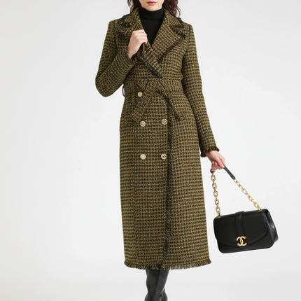 Golden Plaid Trench Coat, Upper East Side | Women - BYMANYC ® New York