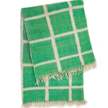 Made to order -  Momos Grid Blanket- Natural White and Green