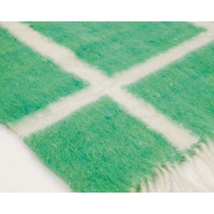 Made to order -  Momos Grid Blanket- Natural White and Green