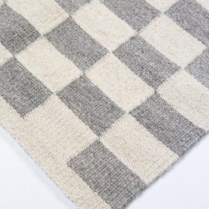 Zapotec Checkered Rug in Grey & Ivory