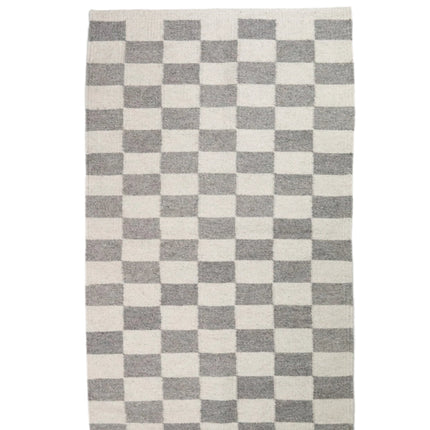 Zapotec Checkered Rug in Grey & Ivory