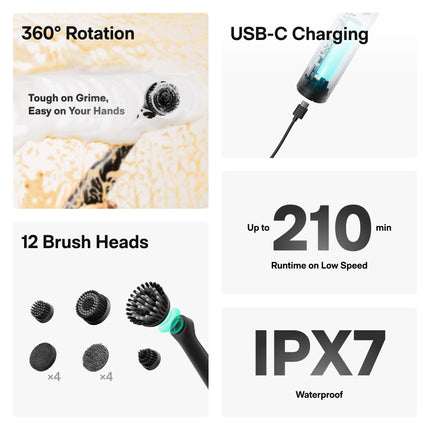 HOTO Wand Cordless Spin Scrubber
