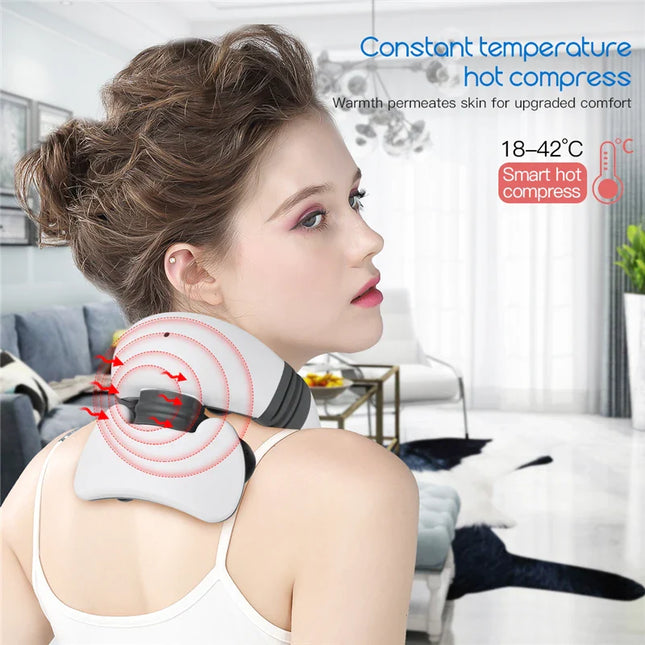 Magnetic Pulse Vibration Neck Massager | Remote Control Deep Tissue Cervical Relief