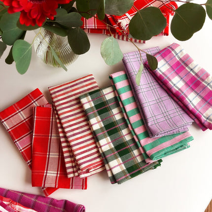Camila Plaid Cocktail Napkins, Set of 4