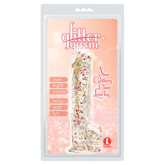 Glittergasm Dong-Red and Orange Swirl 8"