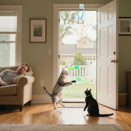 FlyChase Interactive Cat Toy | Automatic Feather Wand & Butterfly Teaser for Cats