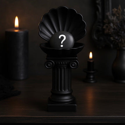 Black Gothic Clam Shell Crystal Pebble Holder – Dark Stone Like 3D Pedestal by KREATEUR Studio (Beta)