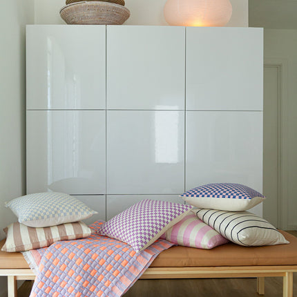 Quilted Sujani Throw Blanket - Pastel Lilac and Neon Orange