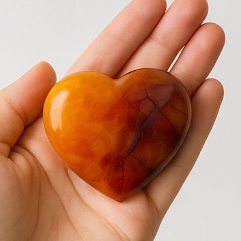 Carnelian Agate Heart Carving (Akik) – Handpicked Crystal Décor