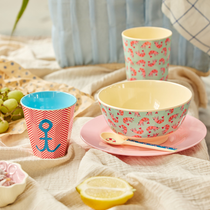 Medium Cup - Red - Anchor Print