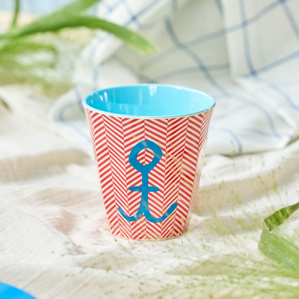 Medium Cup - Red - Anchor Print
