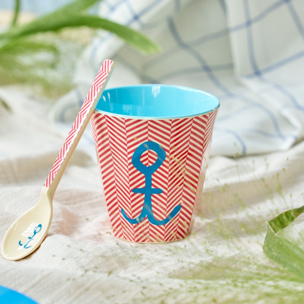 Medium Cup - Red - Anchor Print