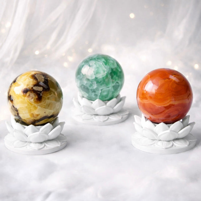 White Lotus Crystal Ball Stand – Choose Your Sphere