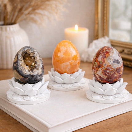 White Lotus Crystal Egg Stand – Choose Your Egg