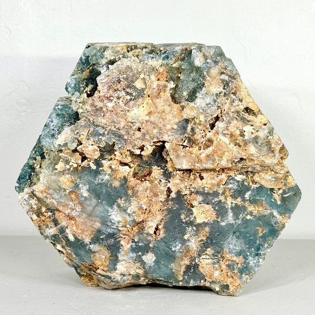 Aquamarine Specimen, 13.9 lbs XL Hexagonal Crystal with Frosty Blue Texture & Natural Inclusions