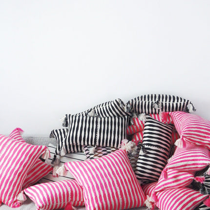 Antigua Pillow - Black and Natural Ivory