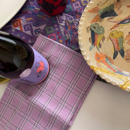 Chiapas Plaid Lilac Kitchen Towel