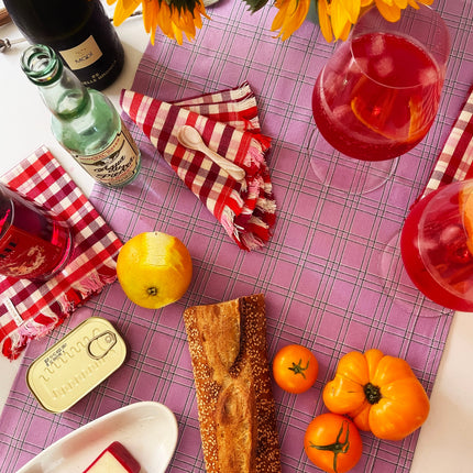 Chiapas Plaid Lilac Table Runner