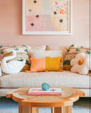 Antigua Pillow - Peach & Ochre Colorblocked