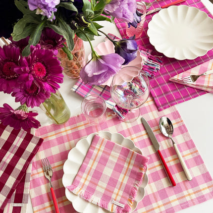 Abigail Plaid Placemat in Bubblegum