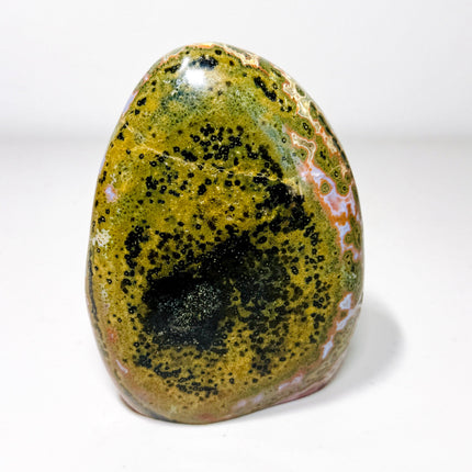 Polished Kabamby Ocean Jasper Freeform: Olive Green, Red & Lavender Accents