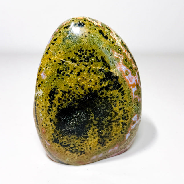 Polished Kabamby Ocean Jasper Freeform: Olive Green, Red & Lavender Accents