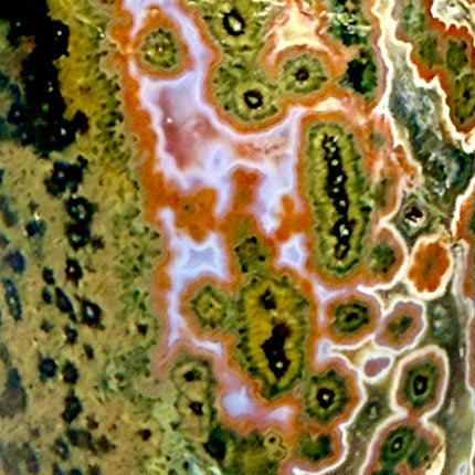 Polished Kabamby Ocean Jasper Freeform: Olive Green, Red & Lavender Accents