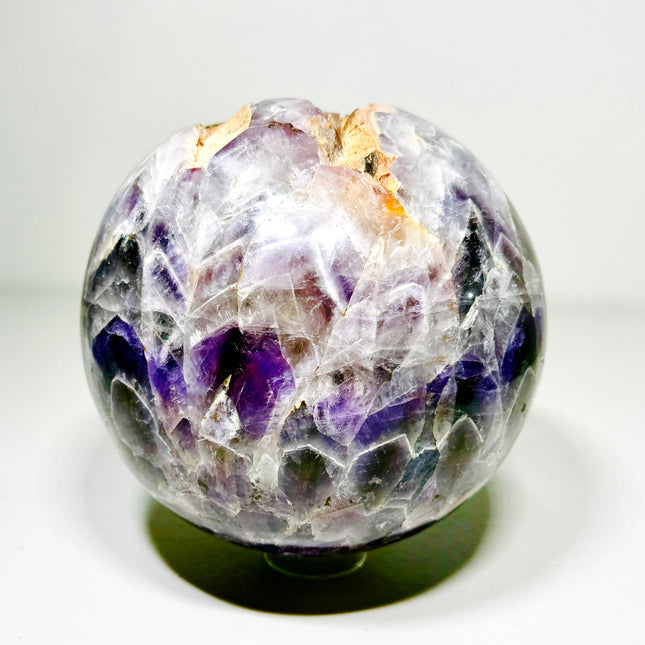 XL Chevron Amethyst Sphere: Purple Crystal with Polar Cavity (18 lbs)