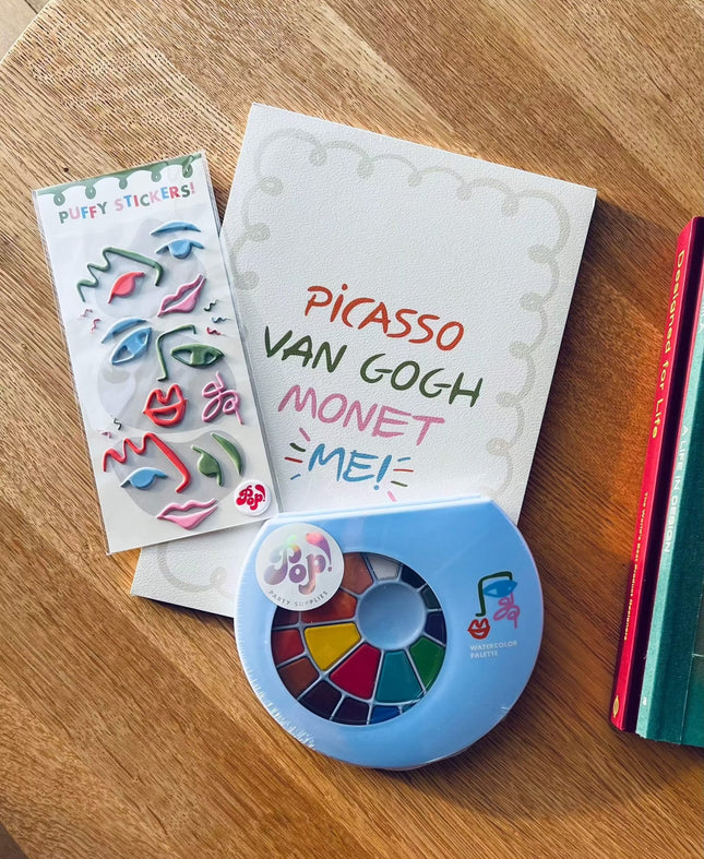 Little Artist Bundle Pack - Paper, Palette, Watercolors, Paintbrush and Stickers!