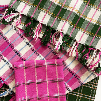 San Andres Gingham Pink & White Kitchen Towel
