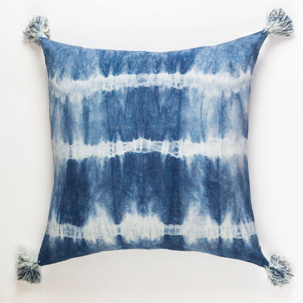 Indigo Striped Shibori Tassel Pillows