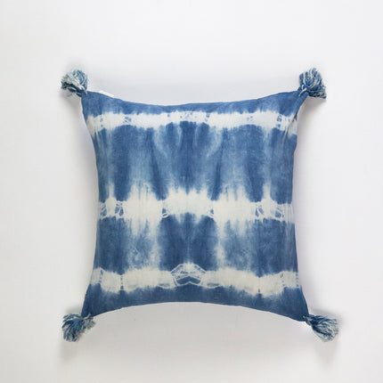 Indigo Striped Shibori Tassel Pillows