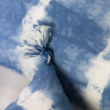 Indigo Diagonal Shibori Tassel Lumbar Pillow 12" x 20"