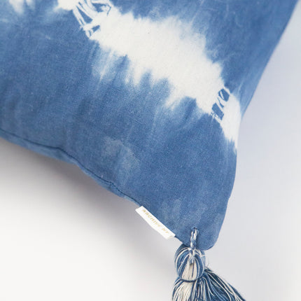 Indigo Striped Shibori Tassel Pillows