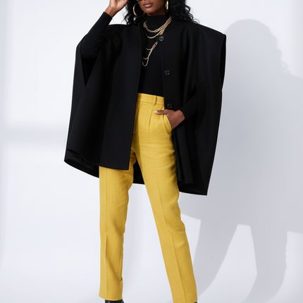 Irregular Woolen Hooded Cape, The Library | Women - BYMANYC ® New York