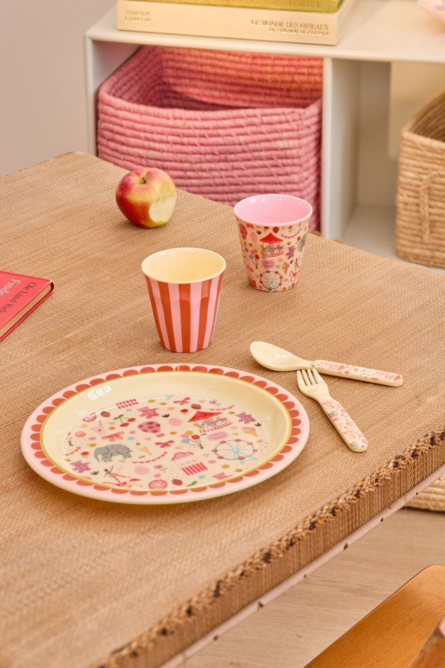 Melamine Kids Plate - Fun Fair Pink Print -