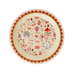Melamine Kids Plate - Fun Fair Pink Print -