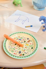 Melamine Kids Plate - Fun Fair Mint Print -