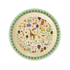 Melamine Kids Plate - Fun Fair Mint Print -