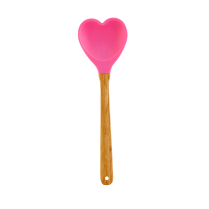 Kitchen Silicone Spoon in Heart shape | Dark Pink