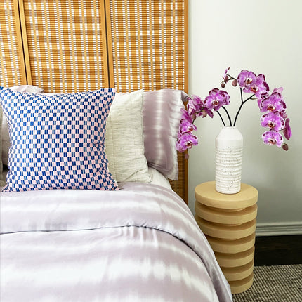 Checkered Blue and Pink Brocade Pillows