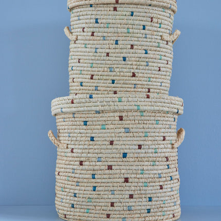 Large Round Raffia Basket- set of 2