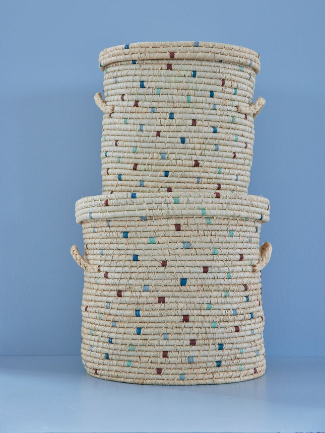Large Round Raffia Basket- set of 2