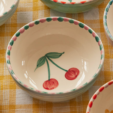 Ceramic Bowl with Hand Painted Cherry - 11.8 oz