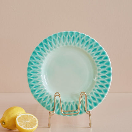 Ceramic Dinner Plate - Aqua. Set of 6 plates