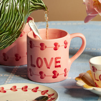 Ceramic Mug with Hand Painted Love - 14.2 oz